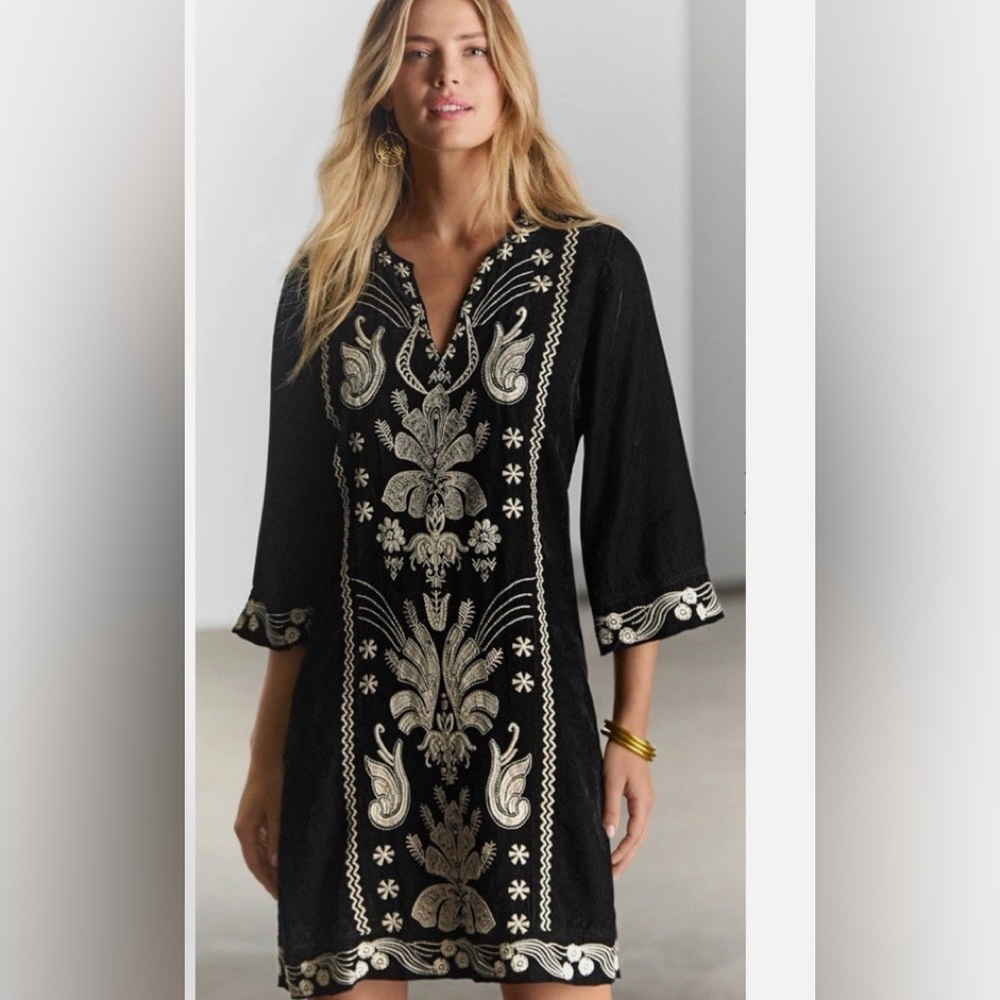 Johnny Was Workshop Odette *NEW* Seamed Swing Bohemian Dress w/Embroidery. Small